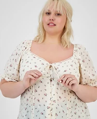 Planet Heart Trendy Plus Puff-Sleeve Woven Top