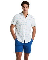 Original Penguin Men's Slim-Fit Stretch Allover Print Agave Short Sleeve Shirt