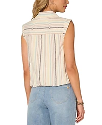 Democracy Women's Striped Cap-Sleeve Shirt