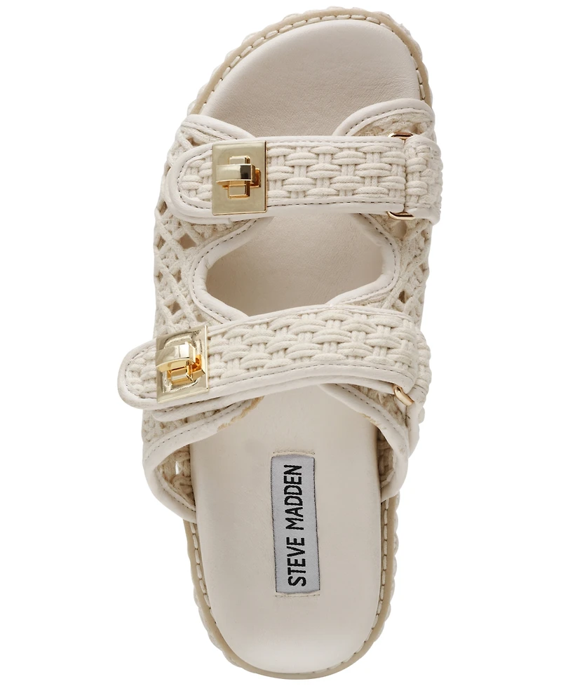 Steve Madden Women's Bigschmona Platform Buckle Footbed Slide Sandals