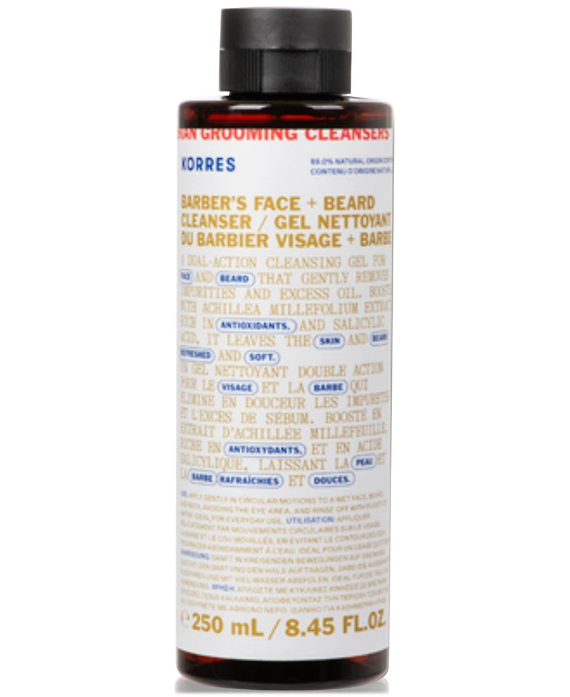 Korres Athenian Grooming Barber's Face + Beard Cleanser, 8.45 oz.