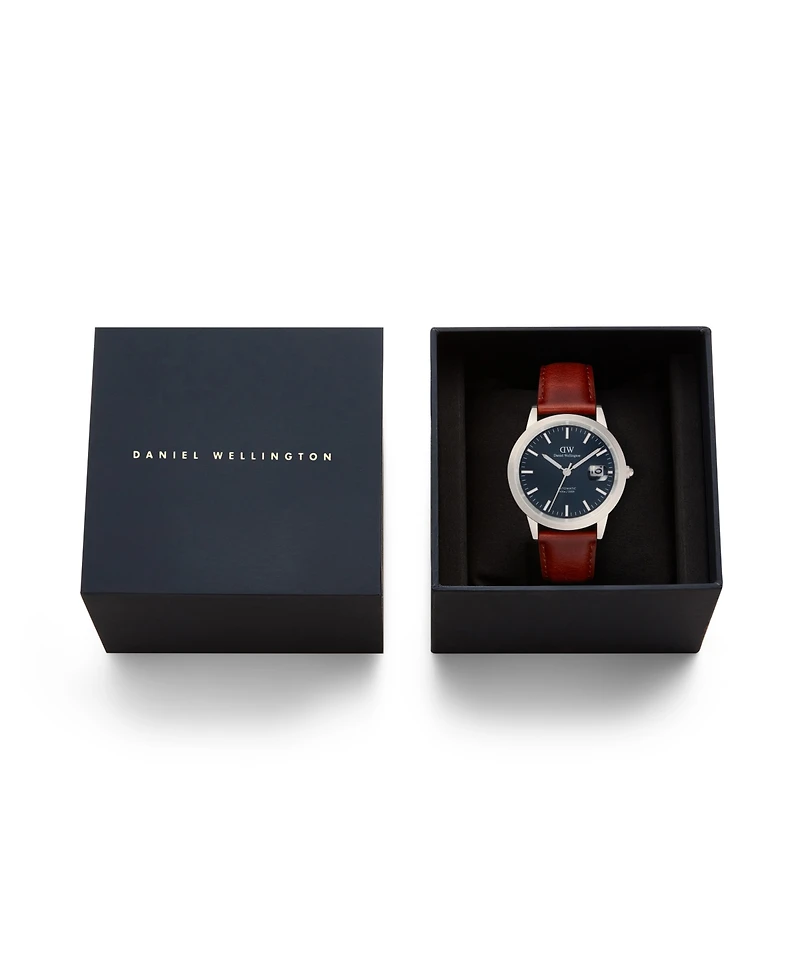 Daniel Wellington Men's Automatic Brown Leather Watch, 40mm