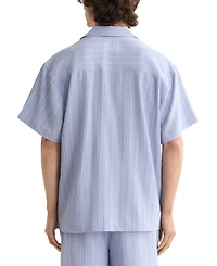 Scotch & Soda Men's Relaxed Fit Short Sleeve Tonal Striped Button-Front Pocket Shirt