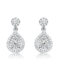 Classic White Gold Plated with Clear Cubic Zirconia Drop Earrings