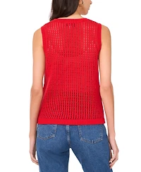 Sam & Jess Women's Open-Knit Crochet Crewneck Sweater