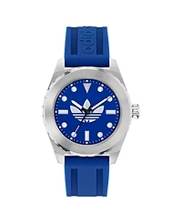 adidas Unisex Analog Blue Silicone Watch, 44mm