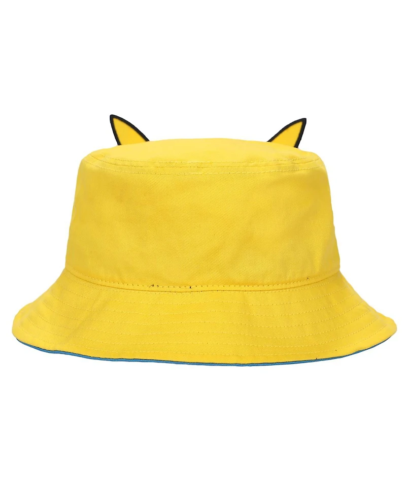 Pokemon Men's Pikachu Face Unisex Adult Bucket Hat With 3D Plush