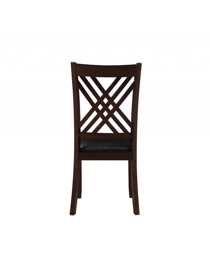 Set of Two Upholstered Faux Leather Cross Back Dining Side Chairs