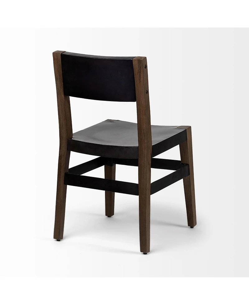 Metal and Wood Open Back Dining Chair for Industrial Style Seating