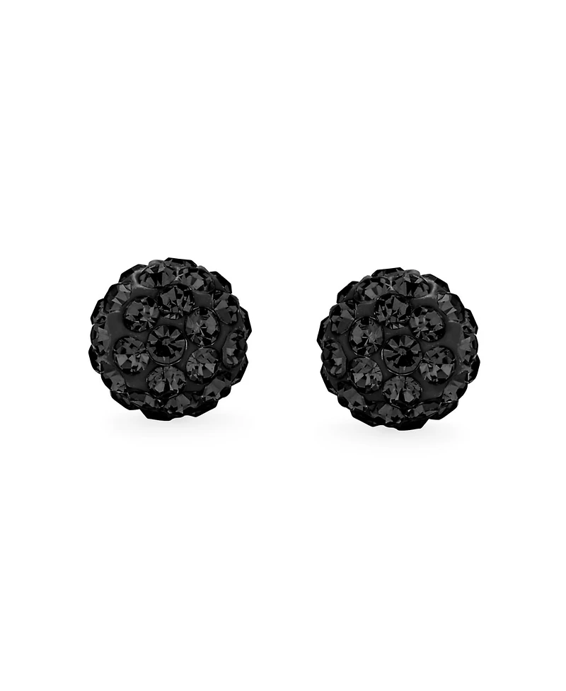 Bling Jewelry Elegant .925 Sterling Silver Round 8MM Glittering Pave Crystal Disco Ball Stud Earrings