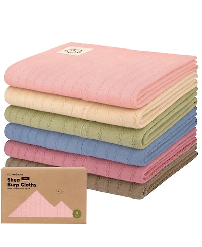 KeaBabies 6pk Shea Baby Burp Cloths, Cotton Burping Cloths for Babies, Boys, Girls, Soft & Absorbent Spit Up Rag