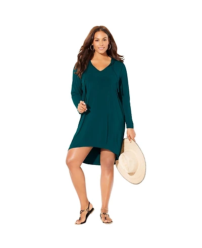 Swimsuits for All Women's Pack & Go Wrinkle-Resistant Cover Up Hoodie Dress