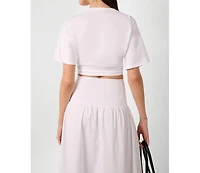 WeWoreWhat Women's Ruched Cropped Tee