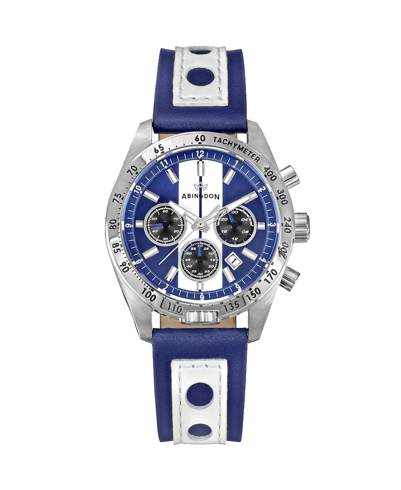 Abingdon Co. Women's Jordan Chronograph Multifunctional Cobra Blue Leather Strap Watch, 40mm