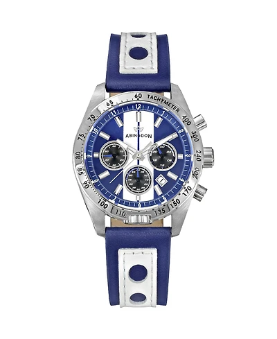 Abingdon Co. Women's Jordan Chronograph Multifunctional Cobra Blue Leather Strap Watch, 40mm