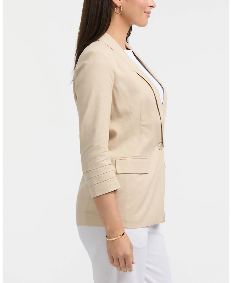 Ellen Tracy Women's Tailored Linen-Blend Blazer