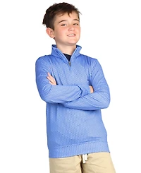 Tailorbyrd Boys Blue Tees Printed Performance Quarter Zip