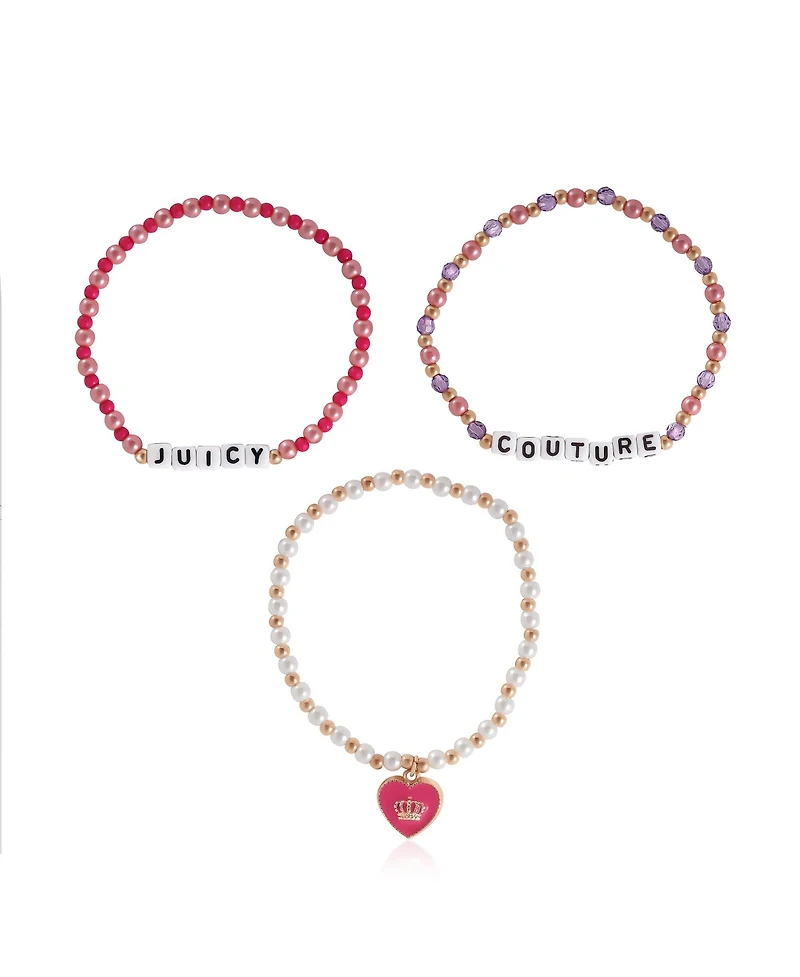 Juicy Couture Kids Beaded Bracelet Set – “Juicy Couture” Letter Beads & Heart Charm