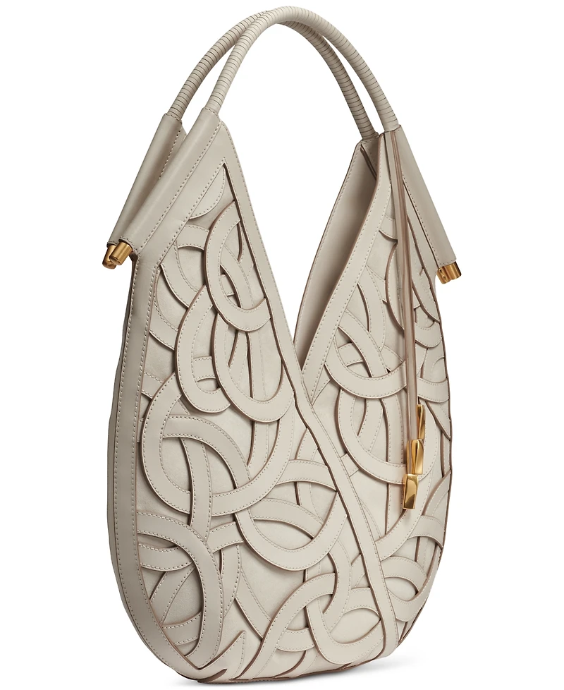 Donna Karan New York Baldwin Woven Leather Floral Shoulder Bag