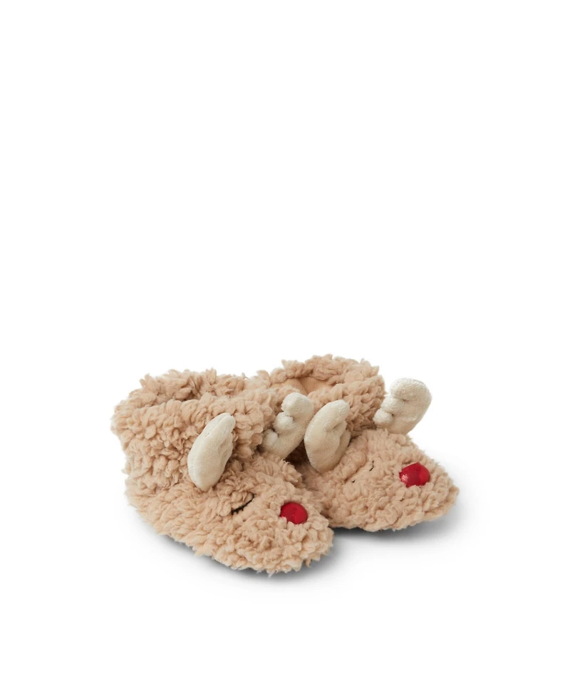 Dearfoams Baby Boys Harley Holiday Christmas Reindeer Bootie Slipper
