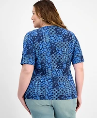 Style & Co Plus Size Printed Elbow-Sleeve Knit Top, Exclusively at Macy's
