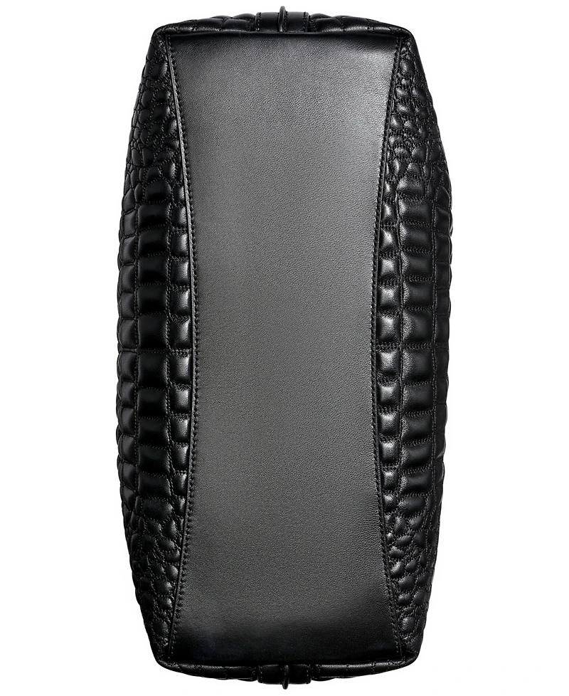 Donna Karan New York Glenwood Quilted Croc Top Handle Satchel with Tassel Detail