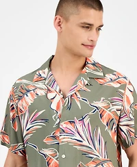Tommy Hilfiger Men's Regular-Fit Leaf-Print Camp Shirt
