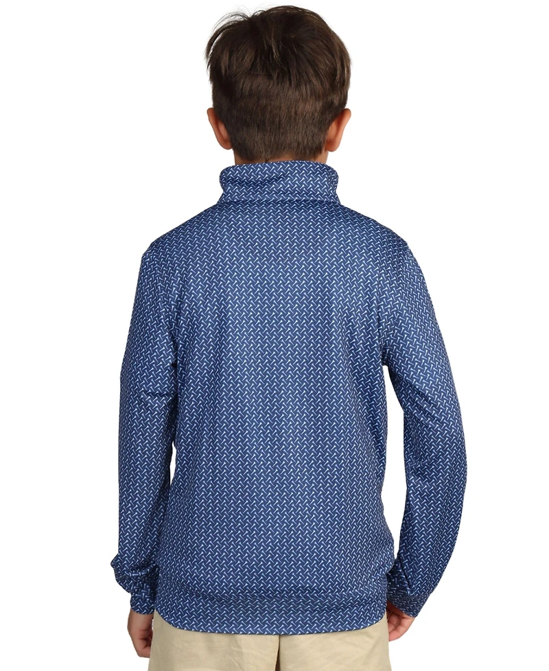 Tailorbyrd Boys Navy Golf Tee Print Performance Quarter-Zip Sweater