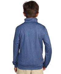 Tailorbyrd Boys Navy Golf Tee Print Performance Quarter-Zip Sweater