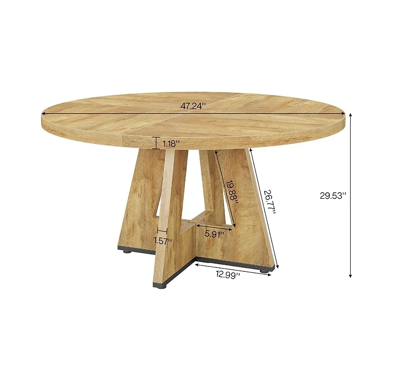 47-Inch Modern Office Desk, Round Home Office Desk for 4–6 People, Wood Tabletop & Sturdy Base