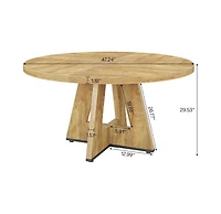 47-Inch Modern Office Desk, Round Home Office Desk for 4–6 People, Wood Tabletop & Sturdy Base