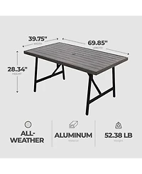 Four Seasons Courtyard Norwalk Slat Top Aluminum All Weather Patio Dining Table