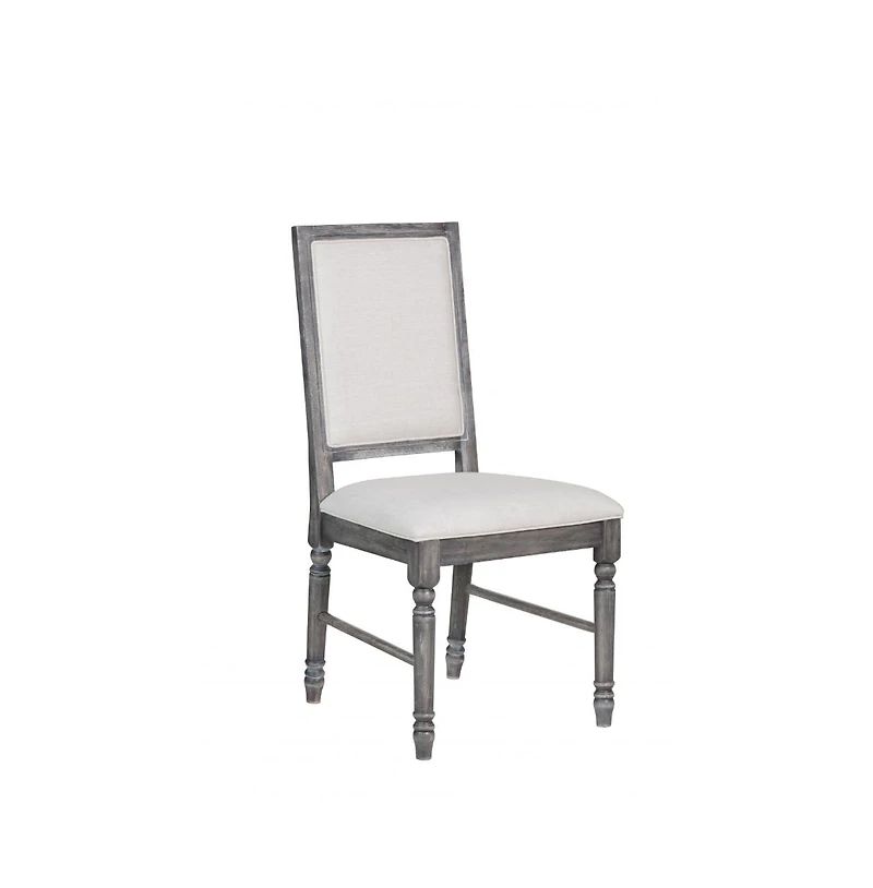 Set of Two Upholstered Linen Dining Side Chairs