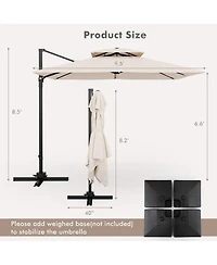 Gymax Patio 9.5FT Square Cantilever Offset Umbrella Double Vented 360° Heavy Duty