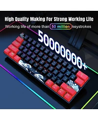 60% Mechanical Gaming Keyboard,61 Keys with Linear Blue Switches,Wired Mechanical Keyboard with Led Backlit,Compact Ergonomic Keyboard (Red)