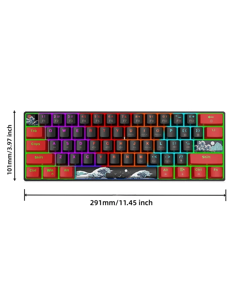 60% Mechanical Gaming Keyboard,61 Keys with Linear Blue Switches,Wired Mechanical Keyboard with Led Backlit,Compact Ergonomic Keyboard (Red)