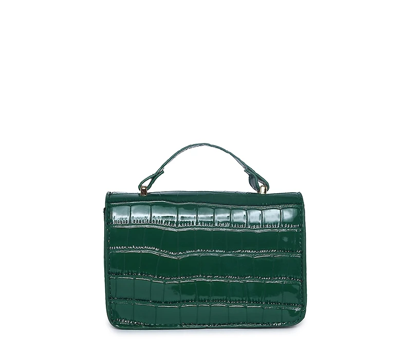 Women's Green Textured Leather Handbag