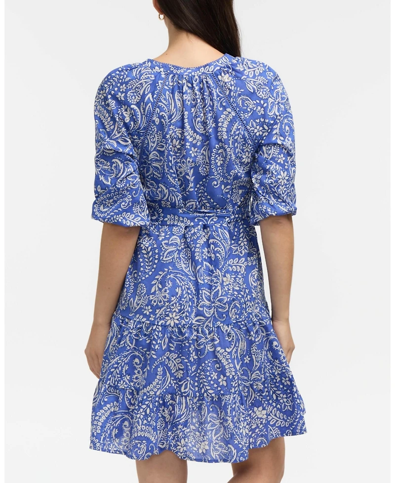 Ellen Tracy Women's Tiered Floral Belted Dress