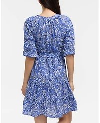 Ellen Tracy Women's Tiered Floral Belted Dress