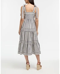 Ellen Tracy Women's Striped Tiered Midi Dress