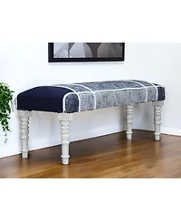 Upholstered Bench with Textural Legs for Bedroom Entryway or Living Room