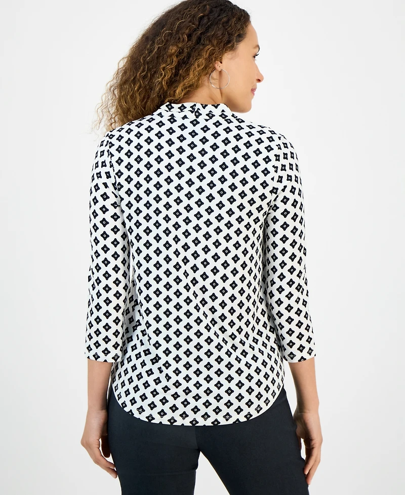 Jm Collection Petite Printed 3/4-Sleeve Top, Exclusively at Macy's