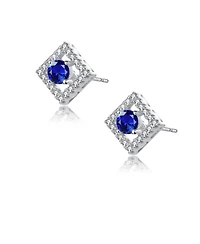 Stylish Colored Cubic Zirconia Halo Stud Earrings