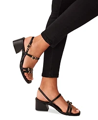 Anne Klein Women's Mackenzie Strappy Buckle Block Heel Dress Sandals