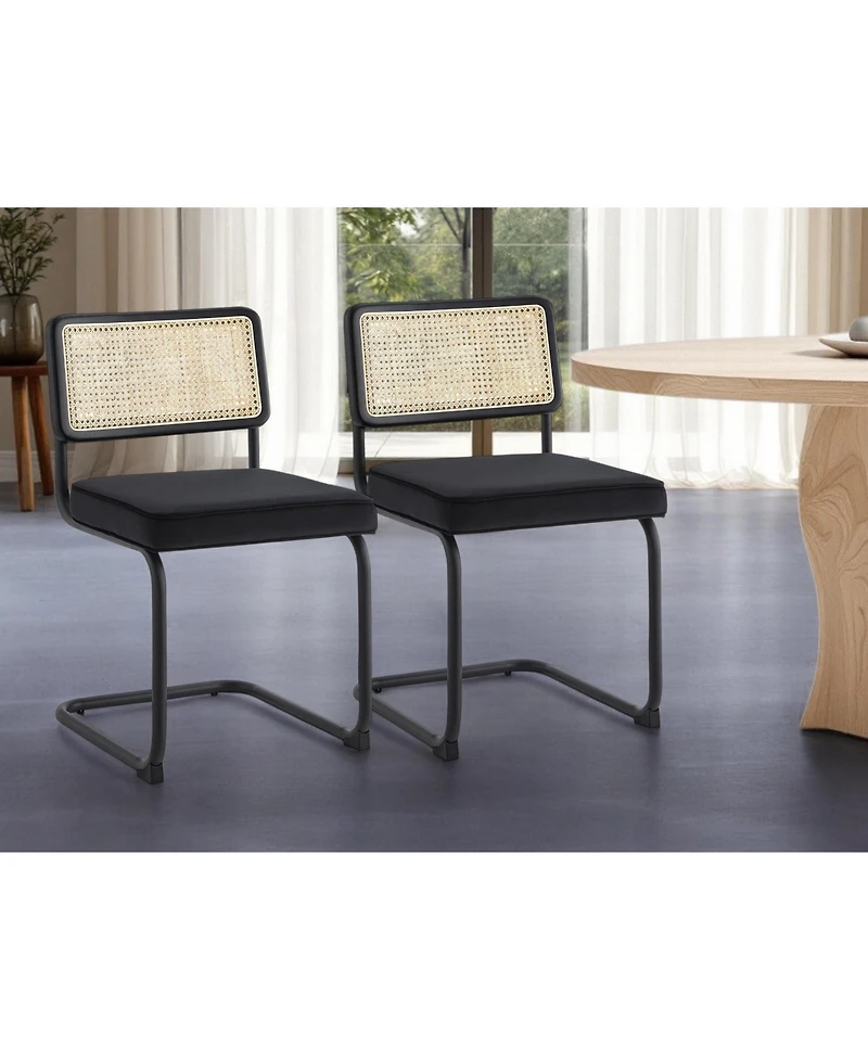 Set of Two Velvet Upholstered Dining Side Chairs with Stylish Design