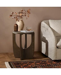 LuxenHome 20-Inch Round Wood Side Table with Walnut Finish