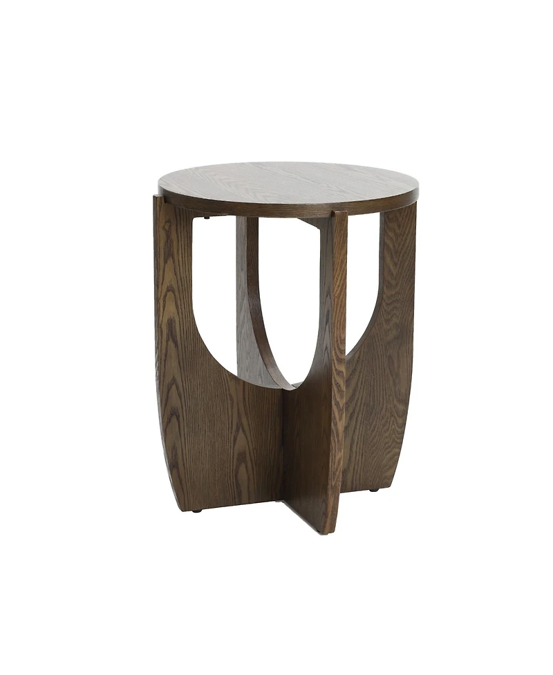 LuxenHome 20-Inch Round Wood Side Table with Walnut Finish