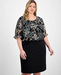 Connected Plus Printed Bodice Sheath Dress