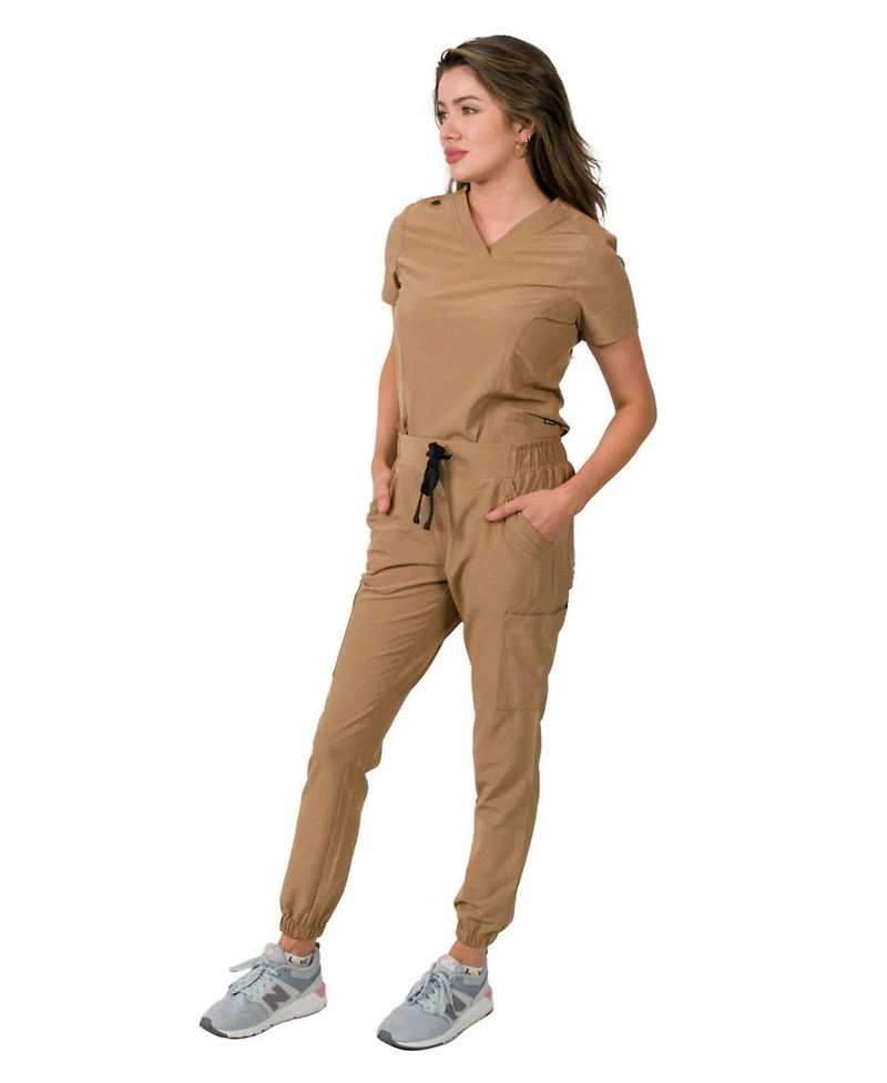 Medgear Women's Olivia 4 Pocket Top Gathered Jogger Pants Set