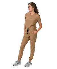 Medgear Women's Olivia 4 Pocket Top Gathered Jogger Pants Set